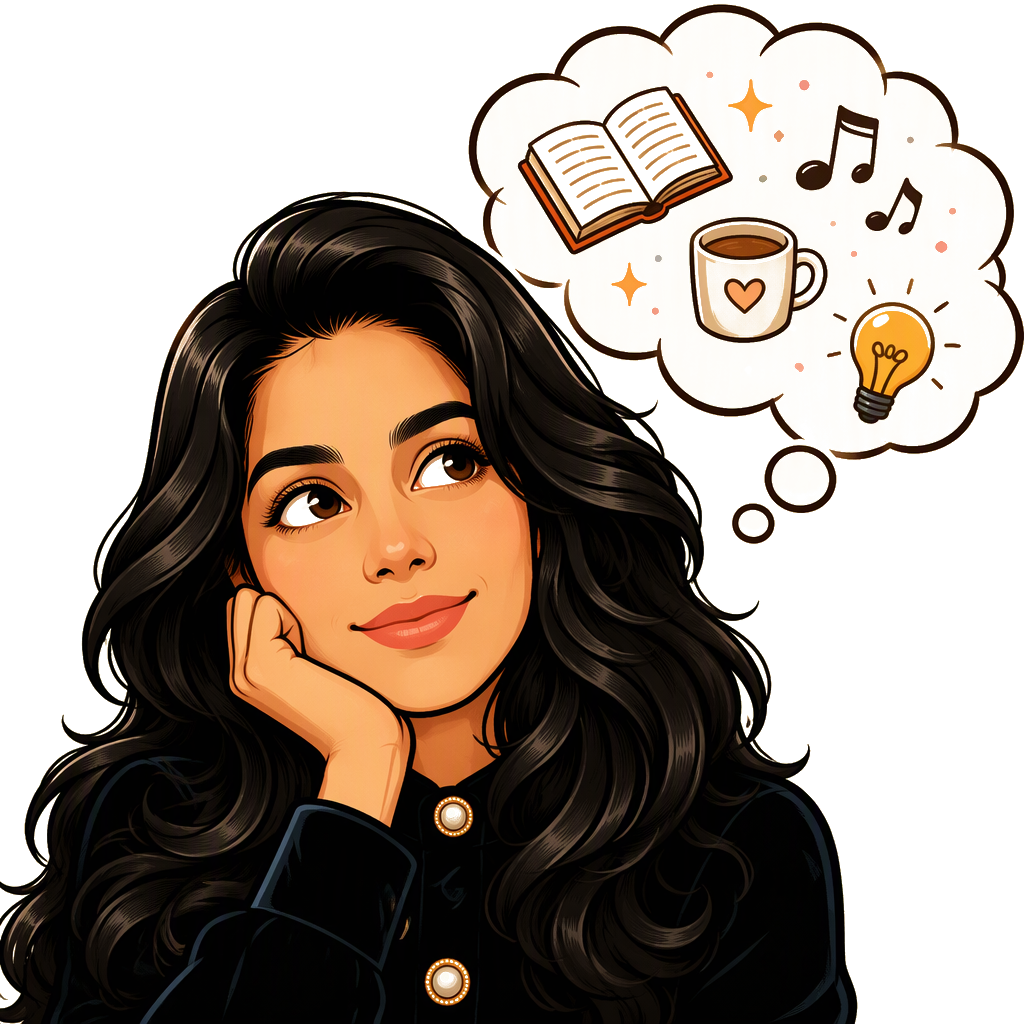 Cartoon avatar of Manisha Vaswani daydreaming