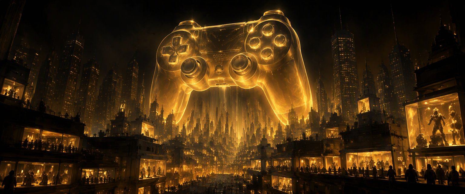 A city skyline representing the games industry