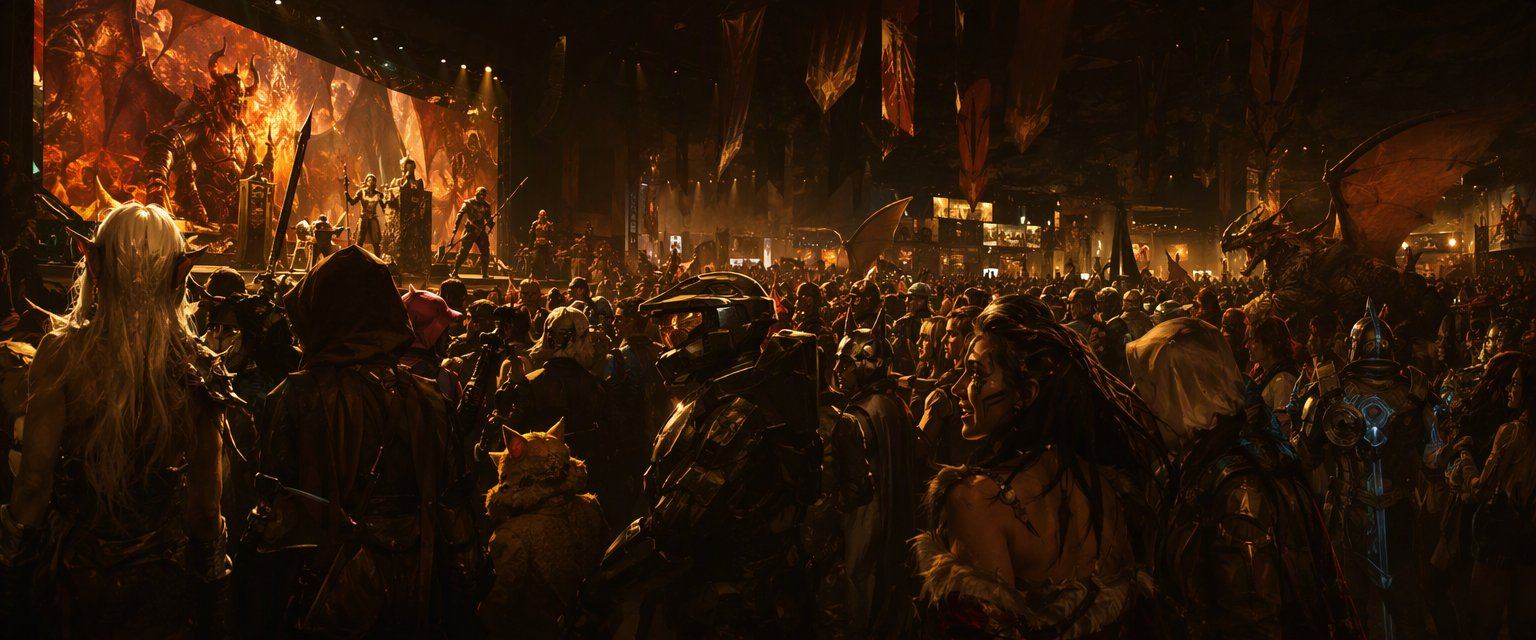 A crowded gaming convention hall