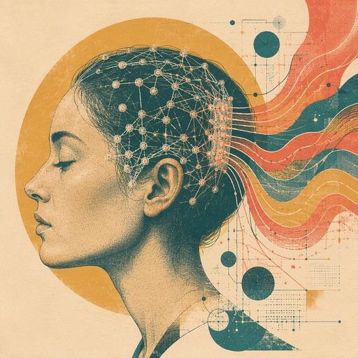 Brain implants risograph illustration