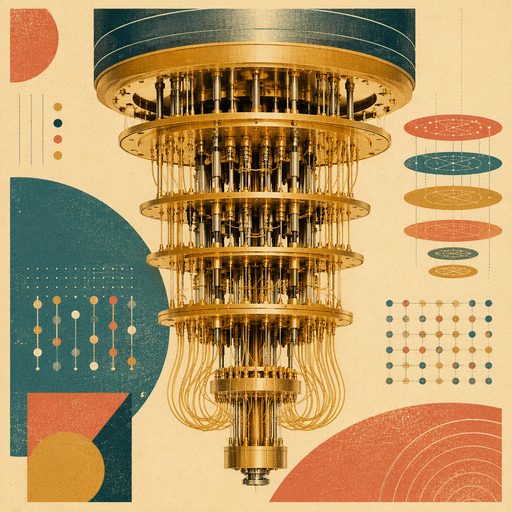 Quantum advantage risograph illustration